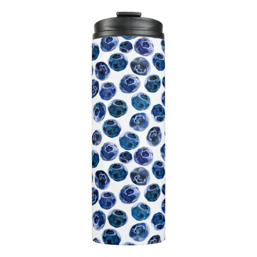 Illustriertes Blaubeeren-Set-Muster Thermosbecher (Vorderseite)