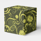Illustriertes Blumenmuster in Schwarz und Grün Geschenkschachtel (Rückseite)