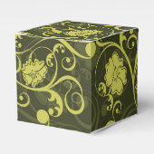 Illustriertes Blumenmuster in Schwarz und Grün Geschenkschachtel (Vorderseite)