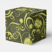 Illustriertes Blumenmuster in Schwarz und Grün Geschenkschachtel (Rückseite)