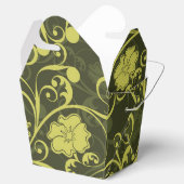 Illustriertes Blumenmuster in Schwarz und Grün Geschenkschachtel (Geöffnet)