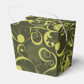 Illustriertes Blumenmuster in Schwarz und Grün Geschenkschachtel (Rückseite)