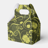 Illustriertes Blumenmuster in Schwarz und Grün Geschenkschachtel (Rückseite)