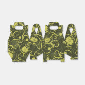 Illustriertes Blumenmuster in Schwarz und Grün Geschenkschachtel (Ungefaltet)