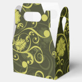 Illustriertes Blumenmuster in Schwarz und Grün Geschenkschachtel (Geöffnet)