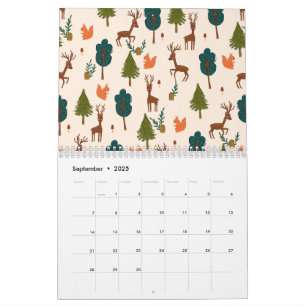 Illustriertes botanisches Blatt-Muster Kalender