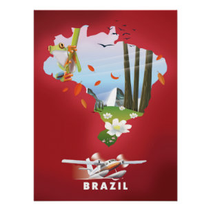 Illustriertes Brasilien-Reiseposter. Poster