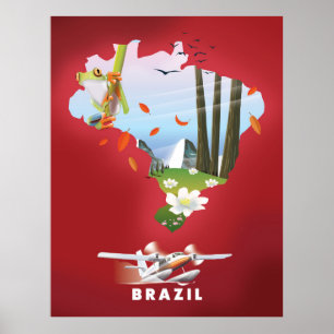 Illustriertes Brasilien-Reiseposter. Poster