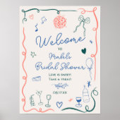 Illustriertes Brautparty mit französischer Hand Poster (Vorne)