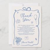 Illustriertes Brautparty mit rückwärts blauer Hand Dankeskarte (Vorderseite)