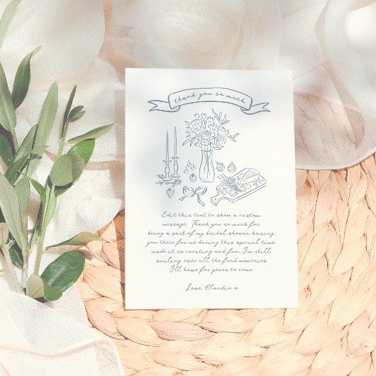 Illustriertes Brautparty mit weißer Hand Dankeskarte