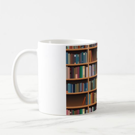 Illustriertes breites Bücherregal Kaffeetasse (Links)
