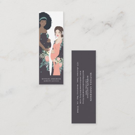 Illustriertes buntes + Blumenhebamme Mini Visitenkarte (Vorne/Hinten)