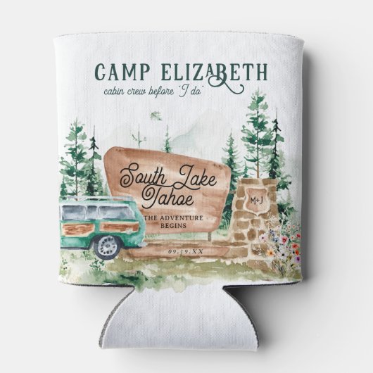 Illustriertes Camping | Bachelorette Bridesmaid Dosenkühler (Rückseite)