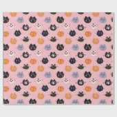 Illustriertes Cat Faces Muster Geschenkpapier (Flach)