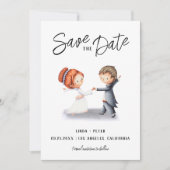 Illustriertes Couple Dancing Romantische Hochzeit Save The Date (Vorderseite)
