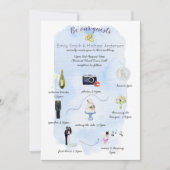 Illustriertes Einladungsprogramm für Hochzeiten Einladung (Vorderseite)