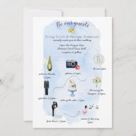 Illustriertes Einladungsprogramm für Hochzeiten Einladung