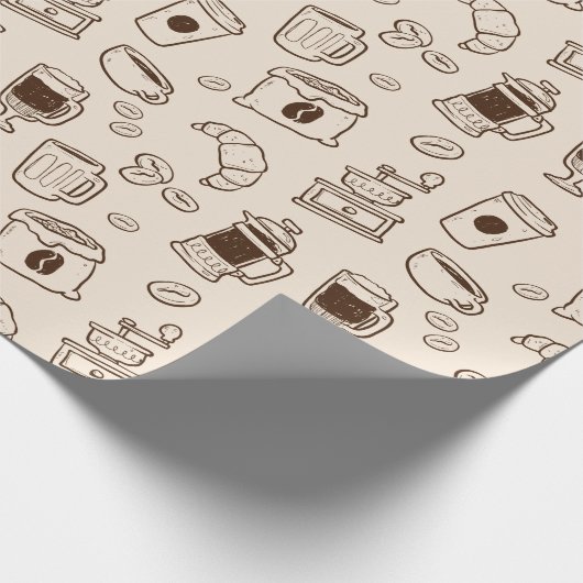 Illustriertes Elementmuster der Brown-Kaffeebohnen Geschenkpapier (Ecke)