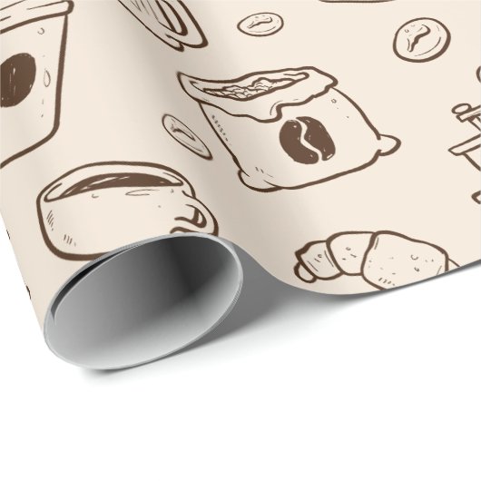 Illustriertes Elementmuster der Brown-Kaffeebohnen Geschenkpapier (Rolleneckpunkt)