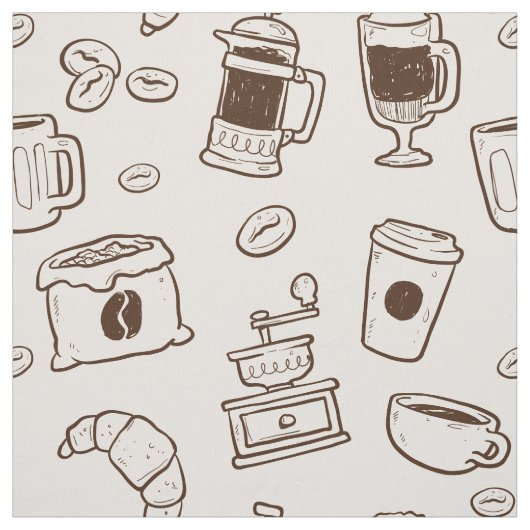 Illustriertes Elementmuster der Brown-Kaffeebohnen Stoff (Muster)