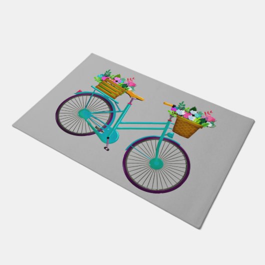 illustriertes Fahrrad in lebendiger Farbe Fußmatte (Schrägansicht)