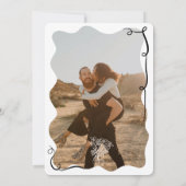 Illustriertes Foto-Hochzeit in Schwarz Einladung (Rückseite)