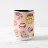 Illustriertes Frühstück Sweet Leckereien im Retro- Zweifarbige Tasse (Mittel)