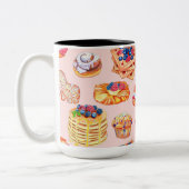 Illustriertes Frühstück Sweet Leckereien im Retro- Zweifarbige Tasse (Links)