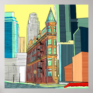 Illustriertes Gebäude Poster