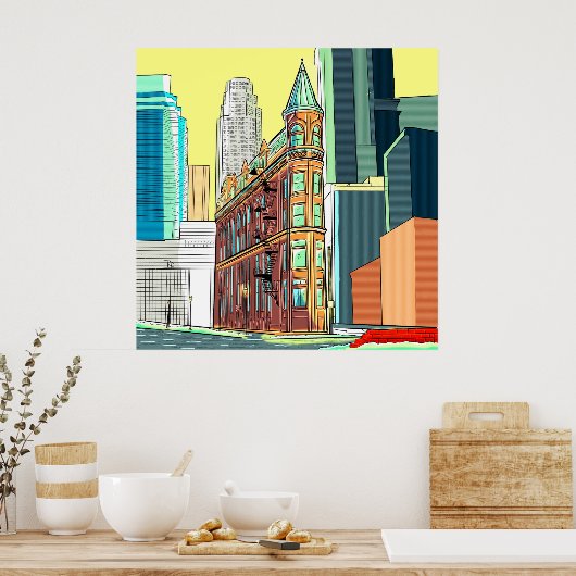 Illustriertes Gebäude Poster (Küche)