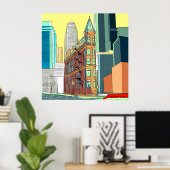 Illustriertes Gebäude Poster (Heimbüro)