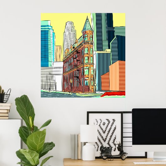 Illustriertes Gebäude Poster (Heimbüro)