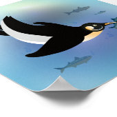 Illustriertes geometrisches Pinguinschwimmen Poster (Ecke)