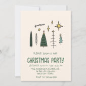 Illustriertes geschriebenes Party "Grüne Weihnacht Einladung (Vorderseite)