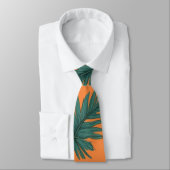 Illustriertes Green & Orange Palm Tree Leaf Muster Krawatte (Gebunden)