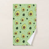 Illustriertes Grünes Avocado-Feinschmecker-Muster Badhandtuch Set (Handtuch)