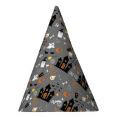Illustriertes Halloween-Muster mit grau, schwarz Partyhütchen (Rechts)