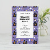 Illustriertes Halloween-Muster mit lila Einladung (Stehend Vorderseite)