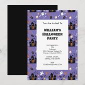 Illustriertes Halloween-Muster mit lila Einladung (Vorne/Hinten)