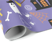 Illustriertes Halloween-Muster mit Lila Geschenkpapier (Rolleneckpunkt)