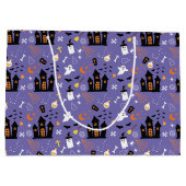 Illustriertes Halloween-Muster mit lila Große Geschenktüte (Rückseite)