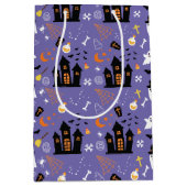 Illustriertes Halloween-Muster mit lila Mittlere Geschenktüte (Vorderseite)
