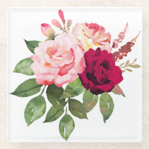 Illustriertes Handpinke und Magentafel Glasuntersetzer