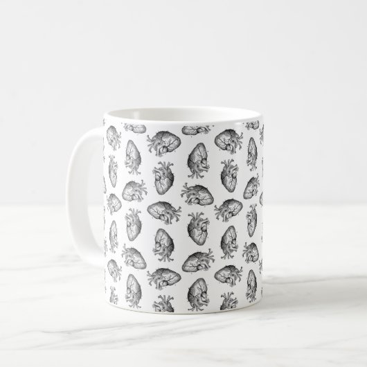 Illustriertes Herzdiagramm KUSTOM HINTERGRUNDFARBE Kaffeetasse (Vorderseite Links)