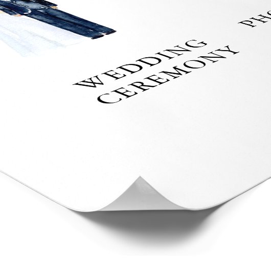 Illustriertes Hochzeitssymbol für Wasserfarben Poster (Ecke)