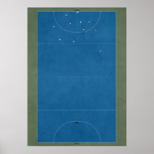 Illustriertes Hockeyfeld von oben Poster