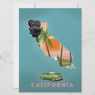 Illustriertes Kartenposter in Kalifornien Einladung