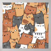 illustriertes Katzen-Design Poster (Vorne)