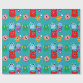 Illustriertes Kinder-Monster Geschenkpapier (Flach)